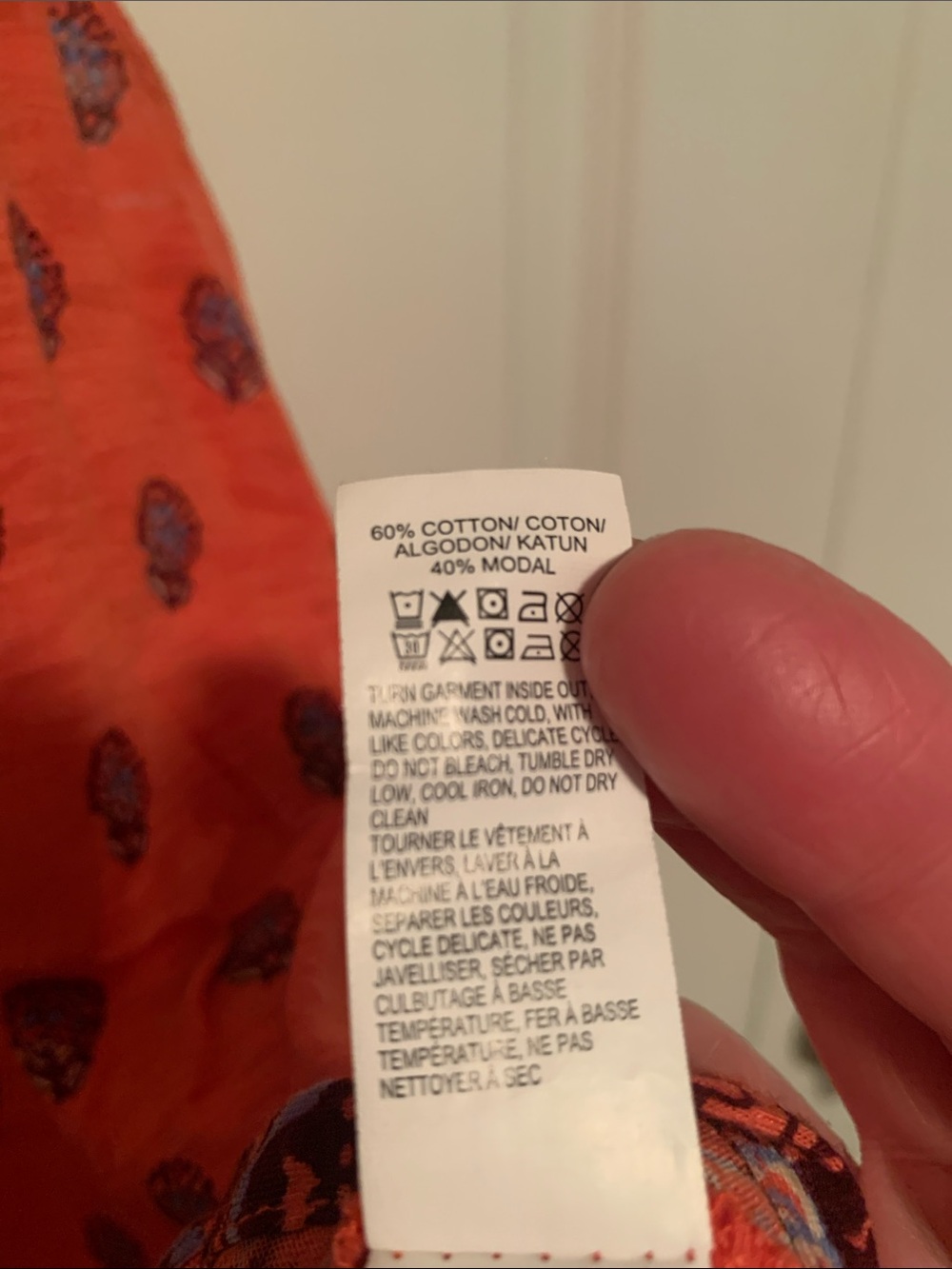 Lucky Brand 2x Coral-Orange with Navy Print Tunic Sleeveless Lightweight Vented - Picture 3 of 10